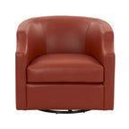 Everette Midnight Blue Top Grain Leather Swivel Glider Barrel Chair by Greyson Living