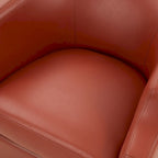 Everette Midnight Blue Top Grain Leather Swivel Glider Barrel Chair by Greyson Living