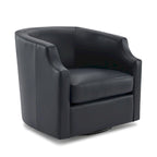 Everette Midnight Blue Top Grain Leather Swivel Glider Barrel Chair by Greyson Living