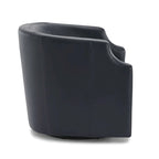 Everette Midnight Blue Top Grain Leather Swivel Glider Barrel Chair by Greyson Living