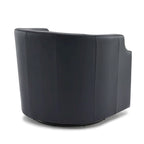 Everette Midnight Blue Top Grain Leather Swivel Glider Barrel Chair by Greyson Living