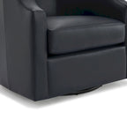 Everette Midnight Blue Top Grain Leather Swivel Glider Barrel Chair by Greyson Living