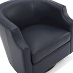 Everette Midnight Blue Top Grain Leather Swivel Glider Barrel Chair by Greyson Living