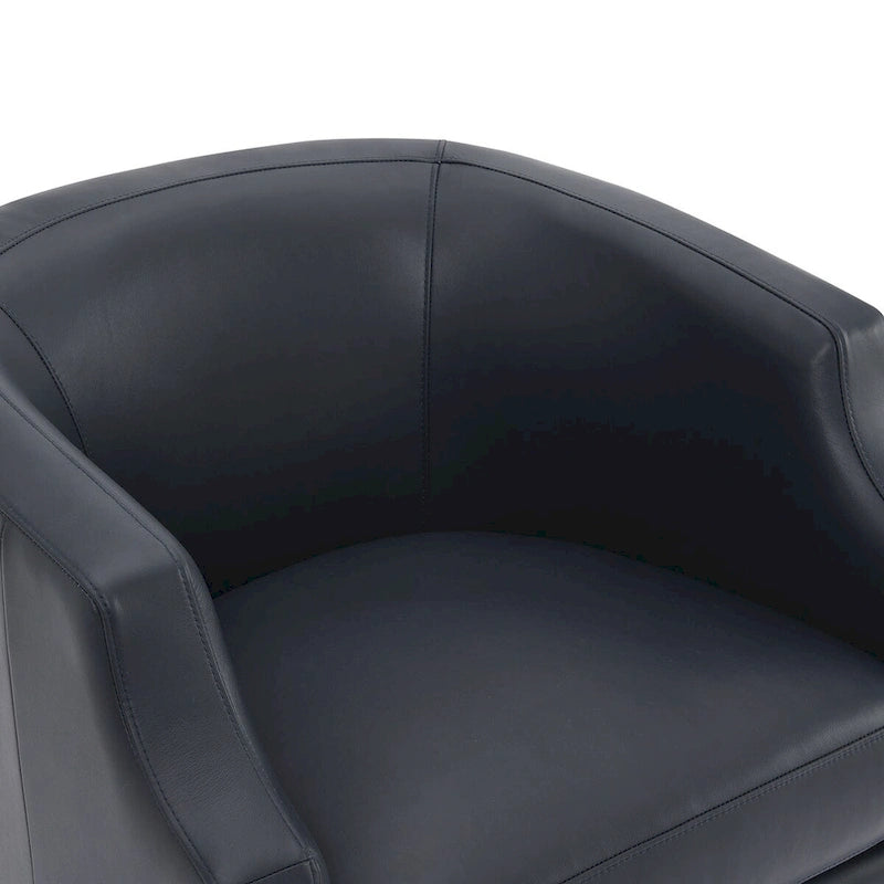 Everette Midnight Blue Top Grain Leather Swivel Glider Barrel Chair by Greyson Living