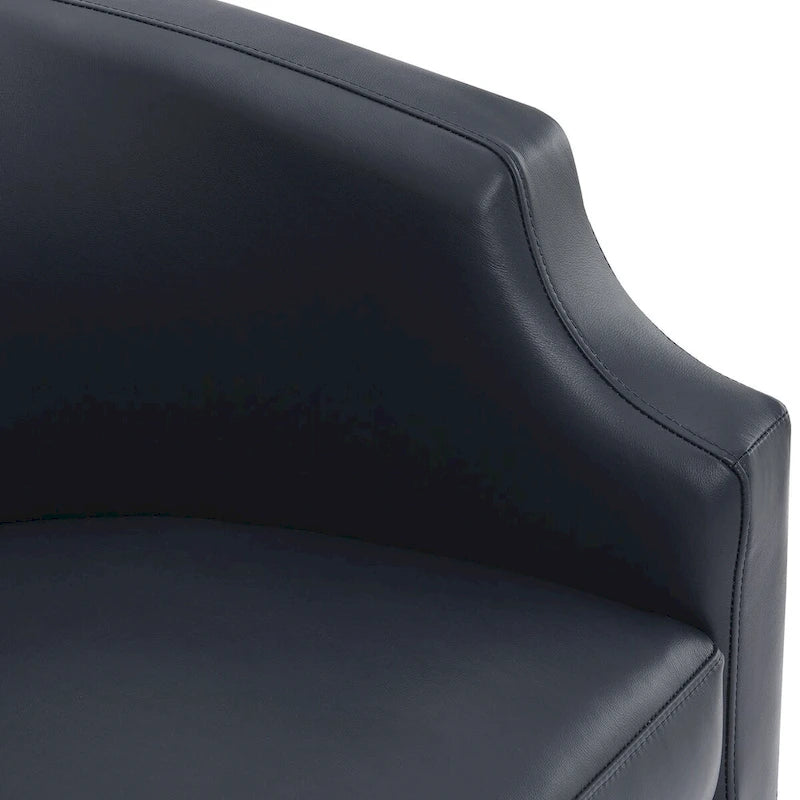 Everette Midnight Blue Top Grain Leather Swivel Glider Barrel Chair by Greyson Living