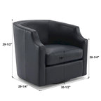 Everette Midnight Blue Top Grain Leather Swivel Glider Barrel Chair by Greyson Living
