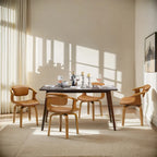 Mid-Century Modern Faux Leather Swivel Dining Chair with Wood Legs