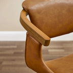 Mid-Century Modern Faux Leather Swivel Dining Chair with Wood Legs