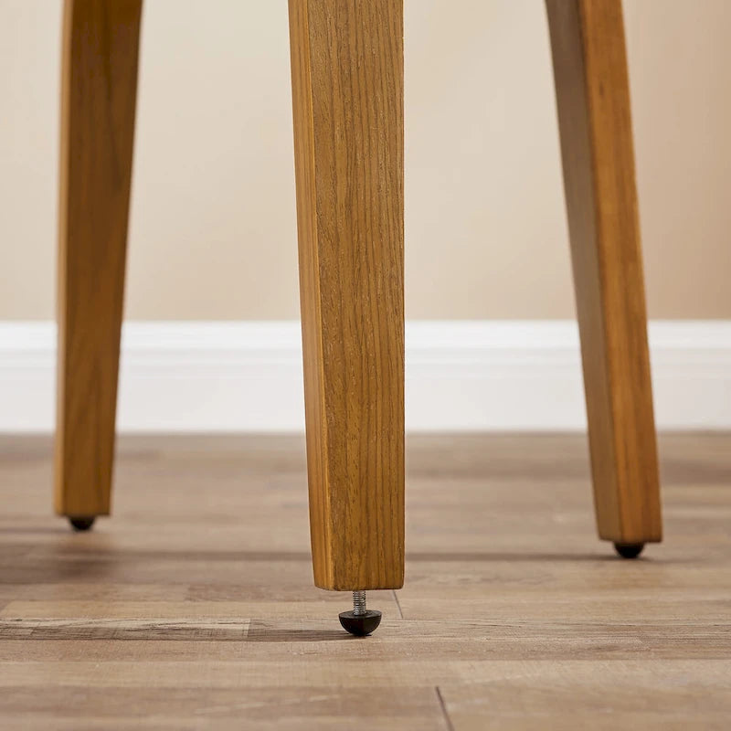 Mid-Century Modern Faux Leather Swivel Dining Chair with Wood Legs