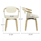 Mid-Century Modern Faux Leather Swivel Dining Chair with Wood Legs