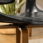 Mid-Century Modern Faux Leather Swivel Dining Chair with Wood Legs
