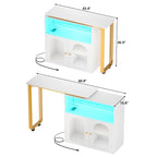 Foldable Kitchen Island with Storage Cabinet and Built-In Charging Station