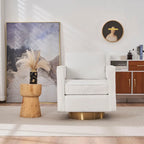 Swivel Barrel Accent Chair with Reversible Cushion and 360° Swivel Base