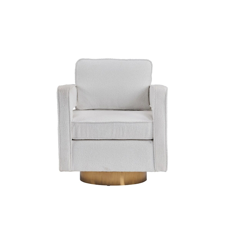 Swivel Barrel Accent Chair with Reversible Cushion and 360° Swivel Base