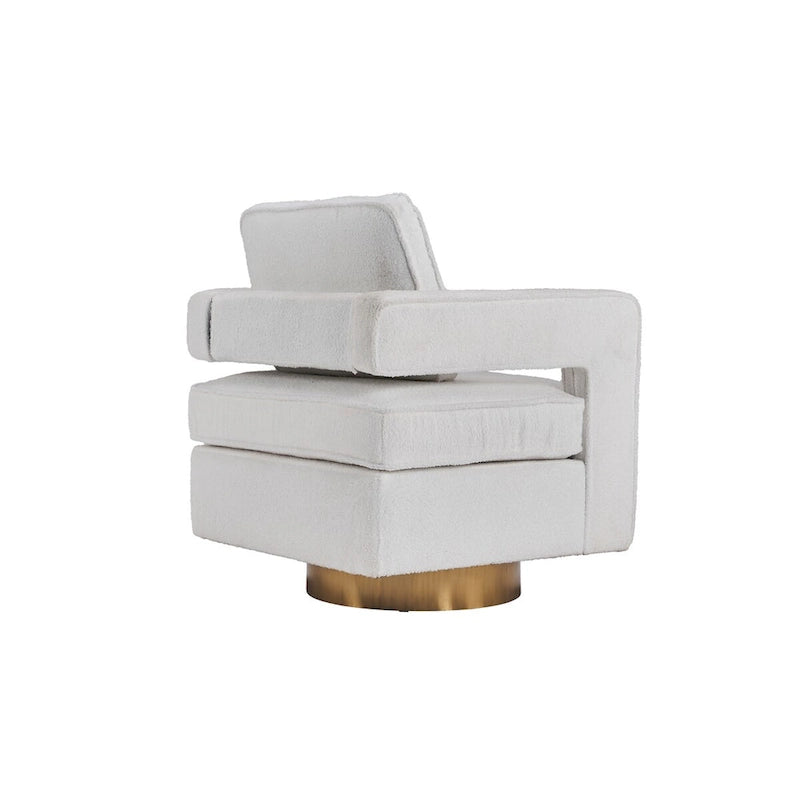 Swivel Barrel Accent Chair with Reversible Cushion and 360° Swivel Base