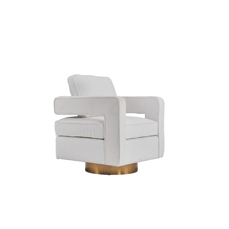 Swivel Barrel Accent Chair with Reversible Cushion and 360° Swivel Base