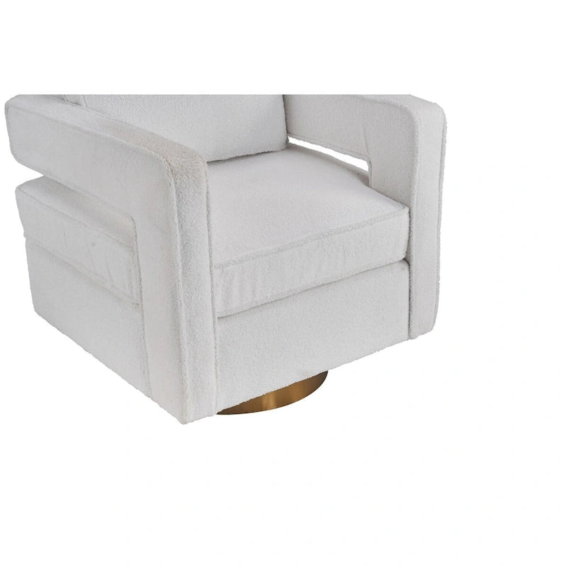 Swivel Barrel Accent Chair with Reversible Cushion and 360° Swivel Base