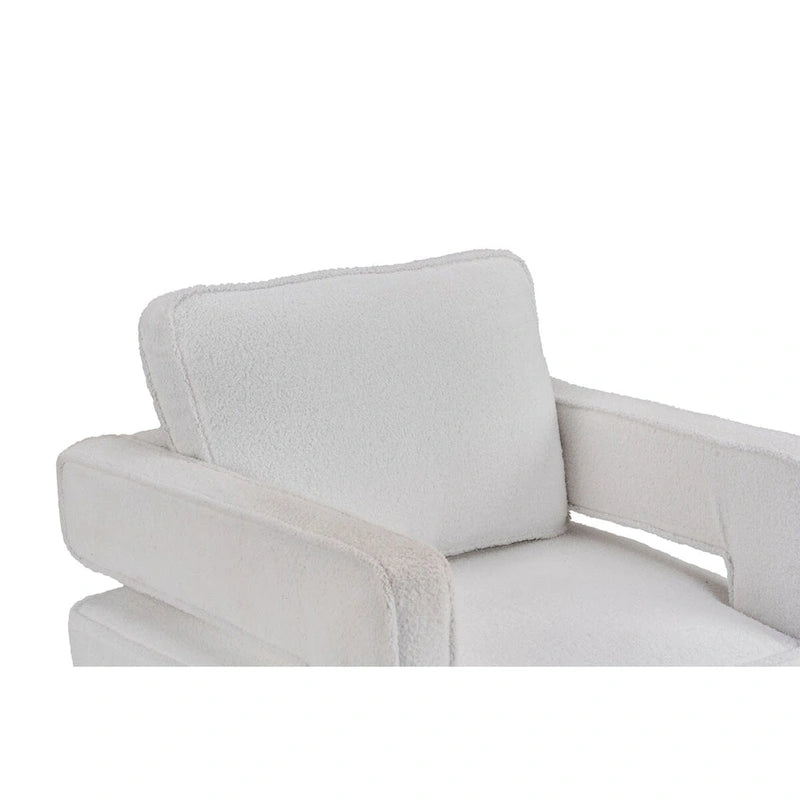 Swivel Barrel Accent Chair with Reversible Cushion and 360° Swivel Base
