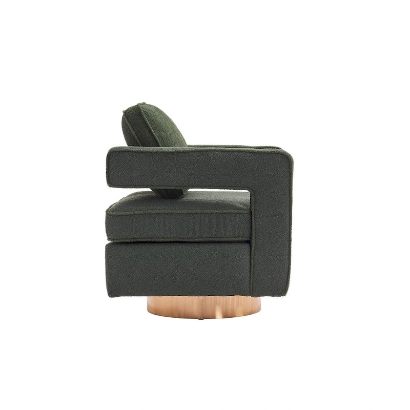 Swivel Barrel Accent Chair with Reversible Cushion and 360° Swivel Base