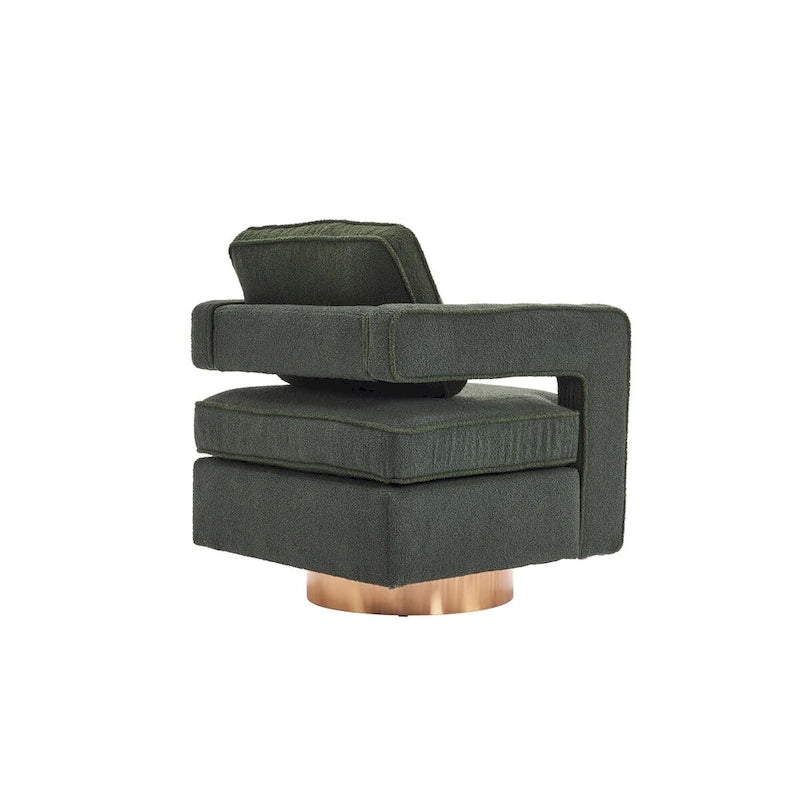 Swivel Barrel Accent Chair with Reversible Cushion and 360° Swivel Base