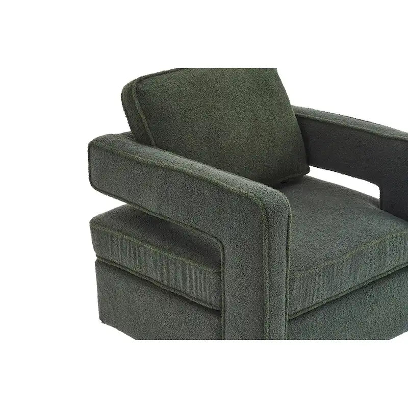 Swivel Barrel Accent Chair with Reversible Cushion and 360° Swivel Base