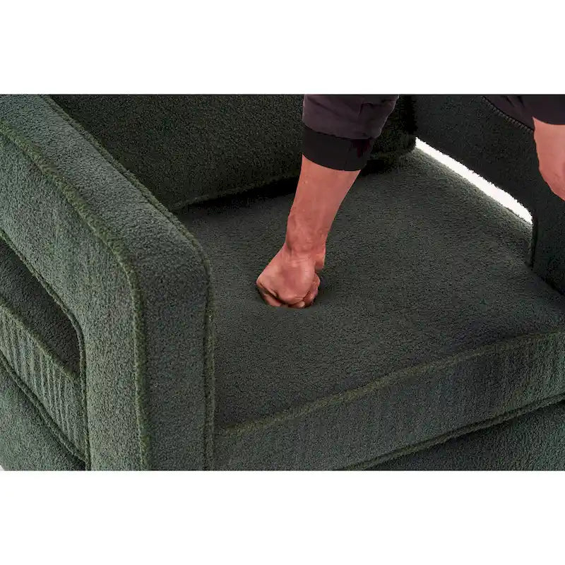 Swivel Barrel Accent Chair with Reversible Cushion and 360° Swivel Base