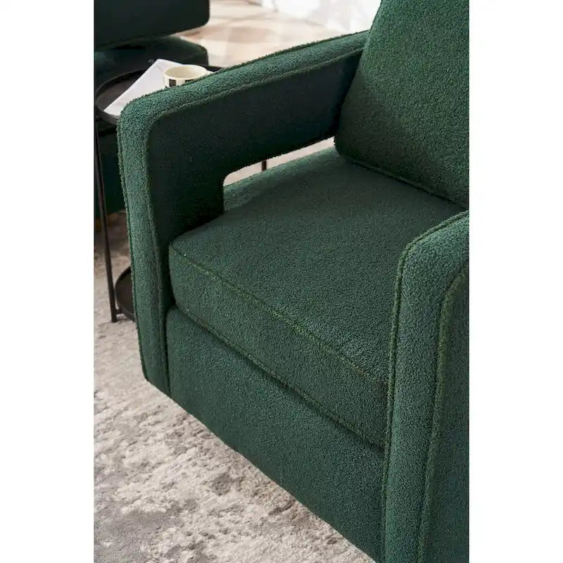 Swivel Barrel Accent Chair with Reversible Cushion and 360° Swivel Base