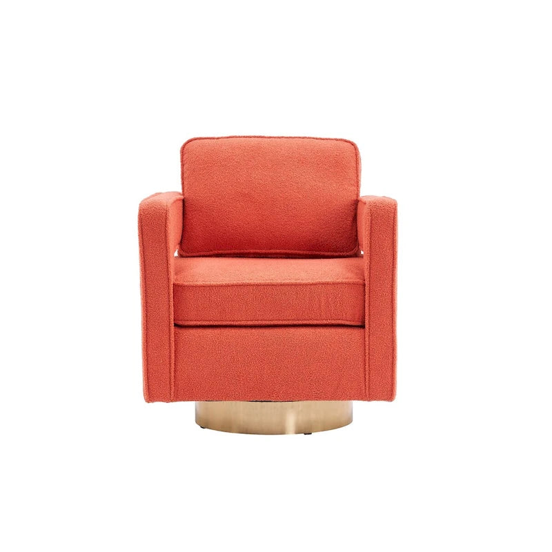Swivel Barrel Accent Chair with Reversible Cushion and 360° Swivel Base