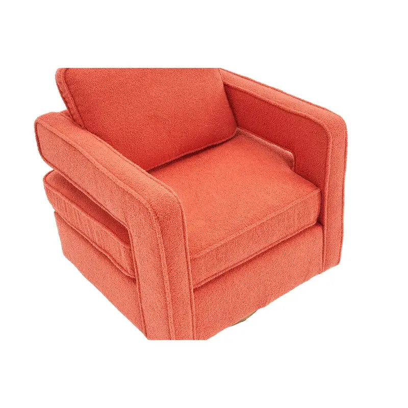 Swivel Barrel Accent Chair with Reversible Cushion and 360° Swivel Base