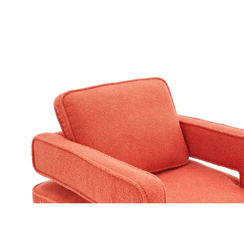 Swivel Barrel Accent Chair with Reversible Cushion and 360° Swivel Base