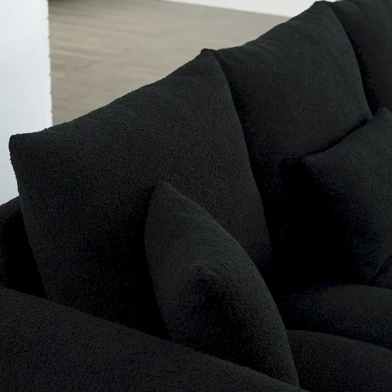 82-Inch Teddy Fabric Sofa with Solid Wood Frame and Back Cushions