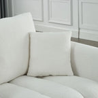 82-Inch Teddy Fabric Sofa with Solid Wood Frame and Back Cushions