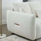 82-Inch Teddy Fabric Sofa with Solid Wood Frame and Back Cushions