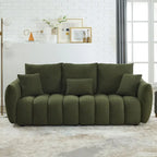 82-Inch Teddy Fabric Sofa with Solid Wood Frame and Back Cushions