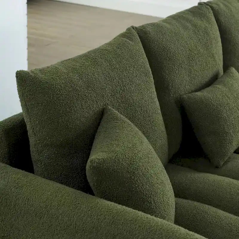 82-Inch Teddy Fabric Sofa with Solid Wood Frame and Back Cushions