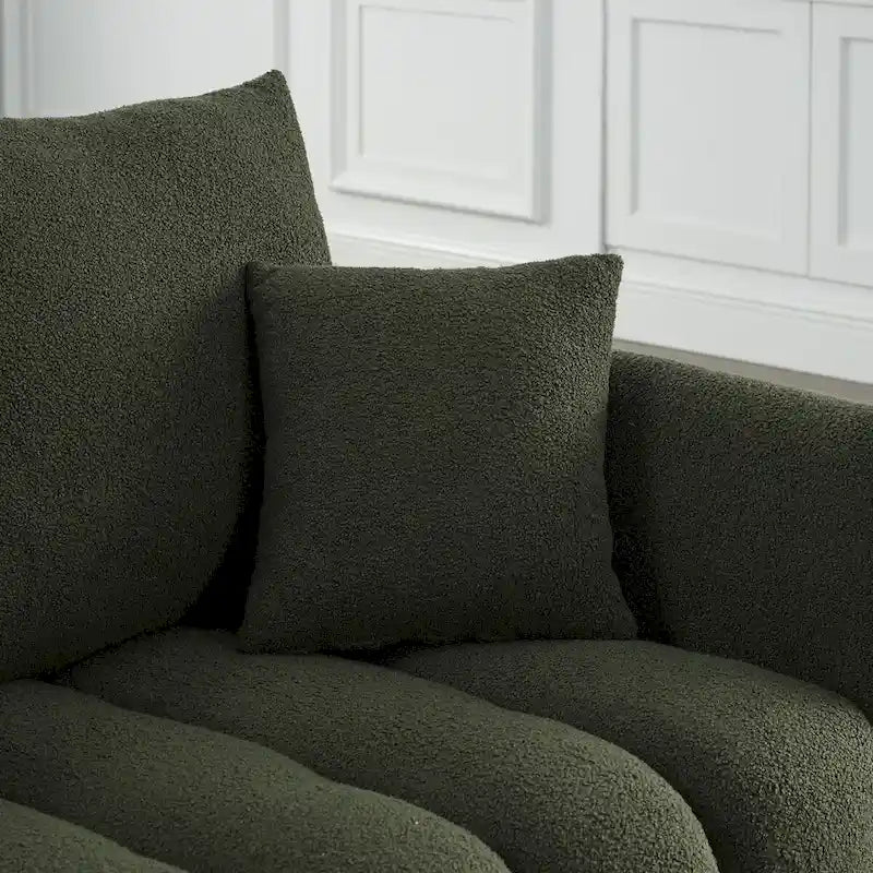 82-Inch Teddy Fabric Sofa with Solid Wood Frame and Back Cushions