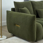 82-Inch Teddy Fabric Sofa with Solid Wood Frame and Back Cushions