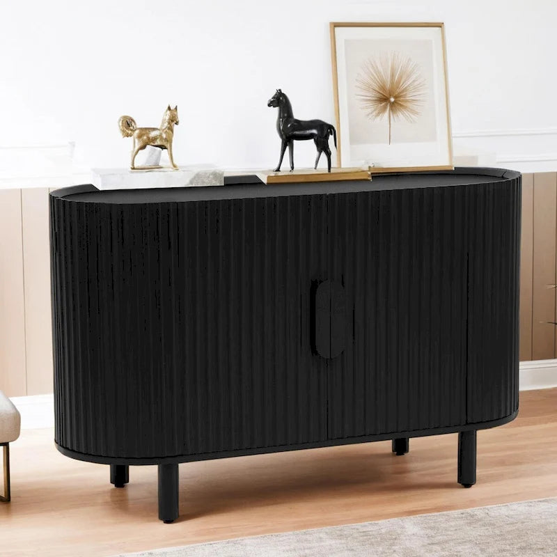 Light Luxury Sideboard with Wavy Texture and Adjustable Interior Shelves