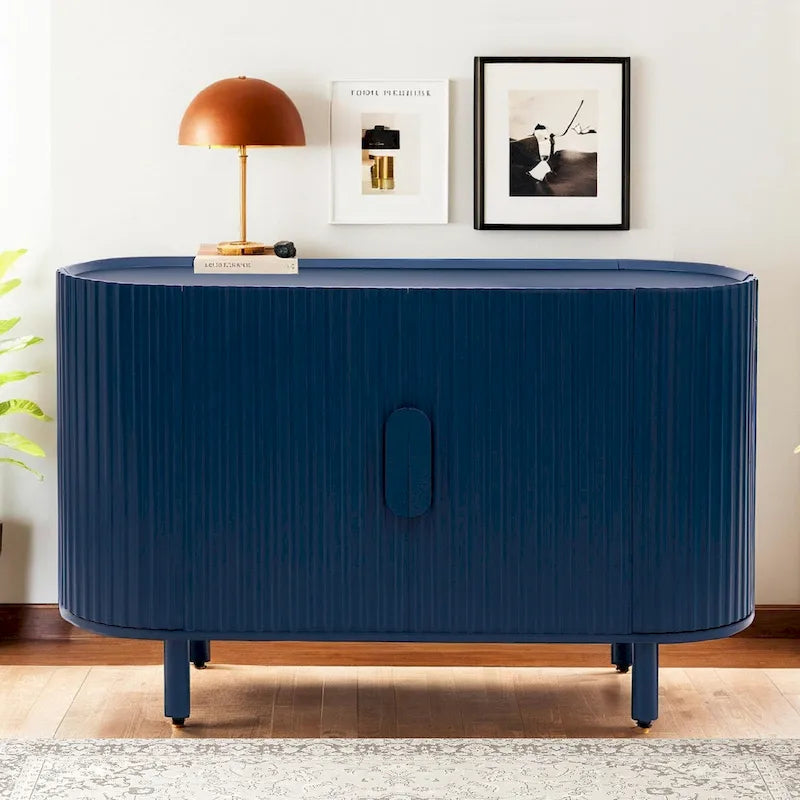 Light Luxury Sideboard with Wavy Texture and Adjustable Interior Shelves