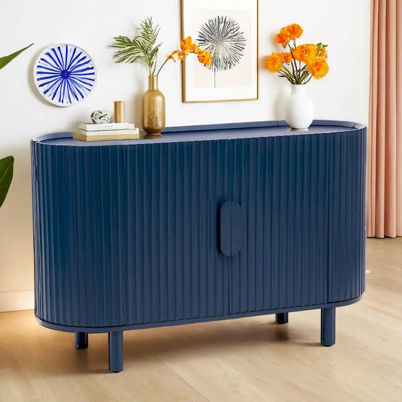 Light Luxury Sideboard with Wavy Texture and Adjustable Interior Shelves