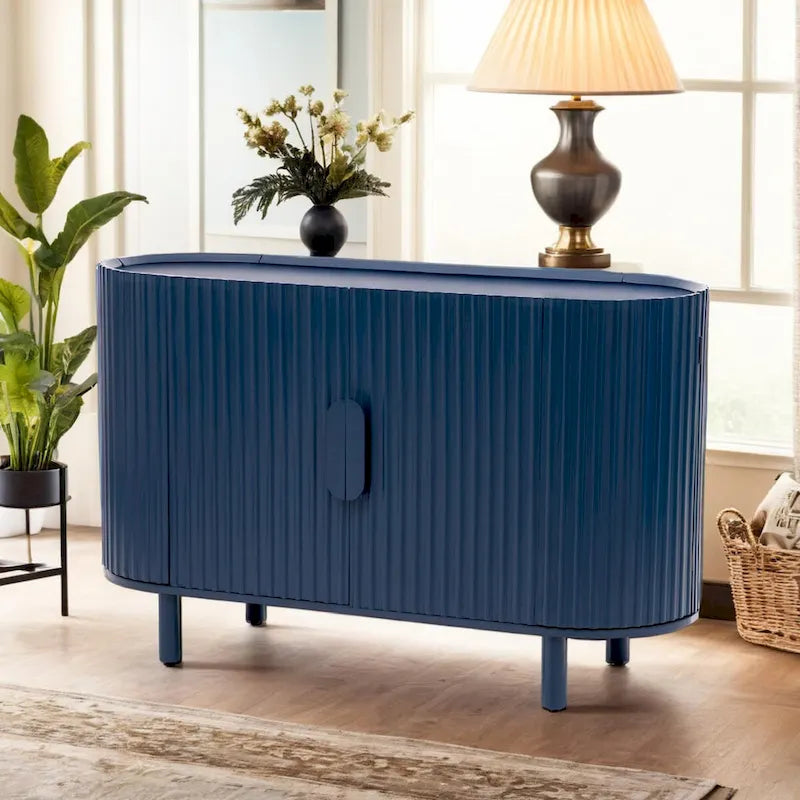 Light Luxury Sideboard with Wavy Texture and Adjustable Interior Shelves