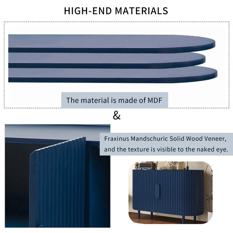Light Luxury Sideboard with Wavy Texture and Adjustable Interior Shelves