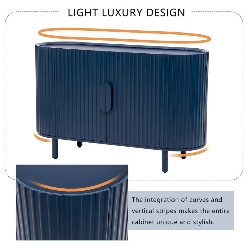 Light Luxury Sideboard with Wavy Texture and Adjustable Interior Shelves