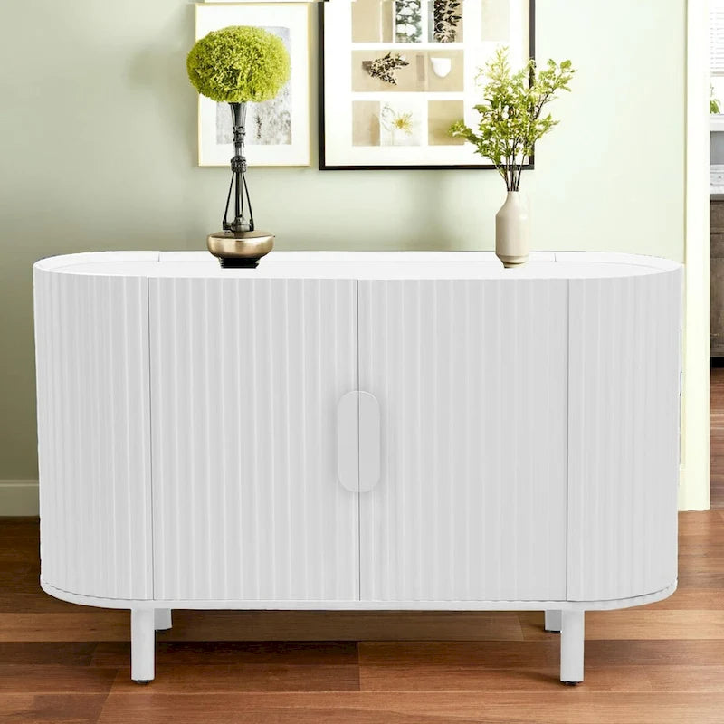 Light Luxury Sideboard with Wavy Texture and Adjustable Interior Shelves