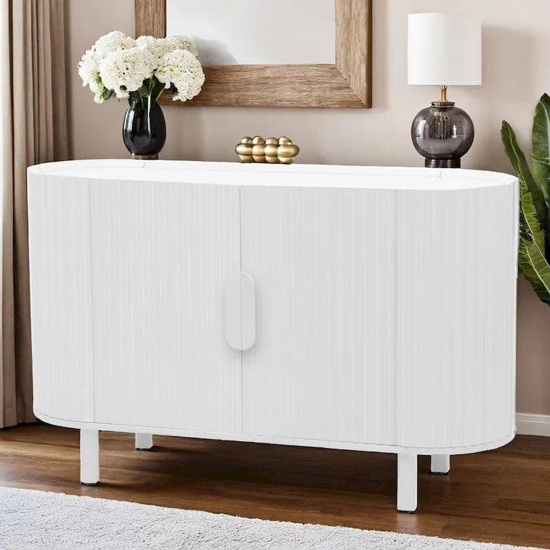 Light Luxury Sideboard with Wavy Texture and Adjustable Interior Shelves