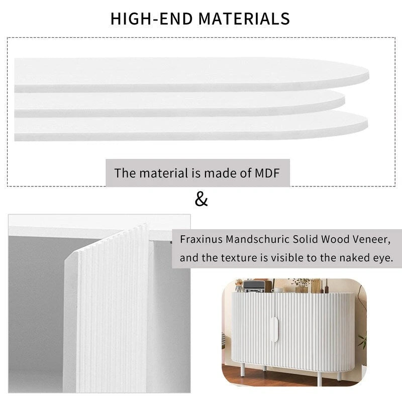 Light Luxury Sideboard with Wavy Texture and Adjustable Interior Shelves