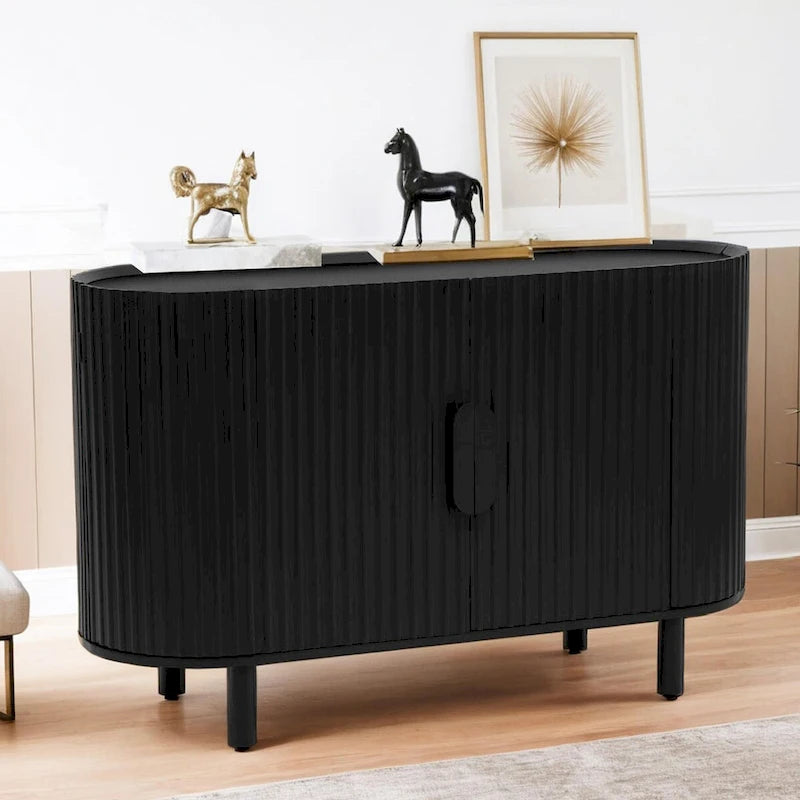 Light Luxury Sideboard with Wavy Texture and Adjustable Interior Shelves
