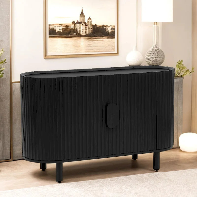Light Luxury Sideboard with Wavy Texture and Adjustable Interior Shelves