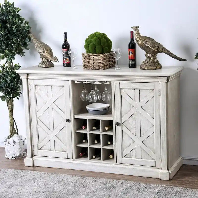  Hish Rustic White 57-inch Wood 5-shelf Buffet Server