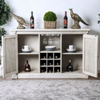 Rustic White 57-Inch Wood Buffet Server with 5 Shelves